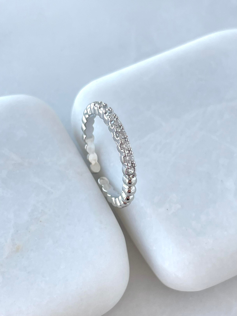 Altın Kaplama Kristal Taşlı Minimal Yüzük Gümüş
