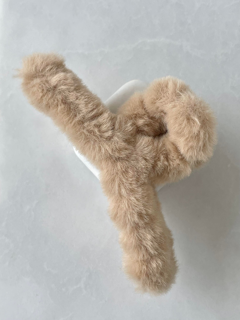 Peluş Küçük Mandal Toka Bej