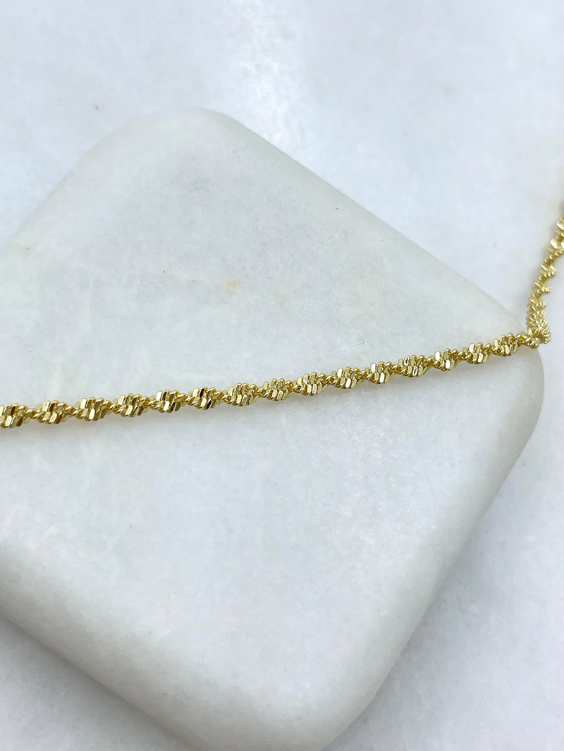 Altın Kaplama Minimal İkili Sarmal Kolye 50 cm Gold