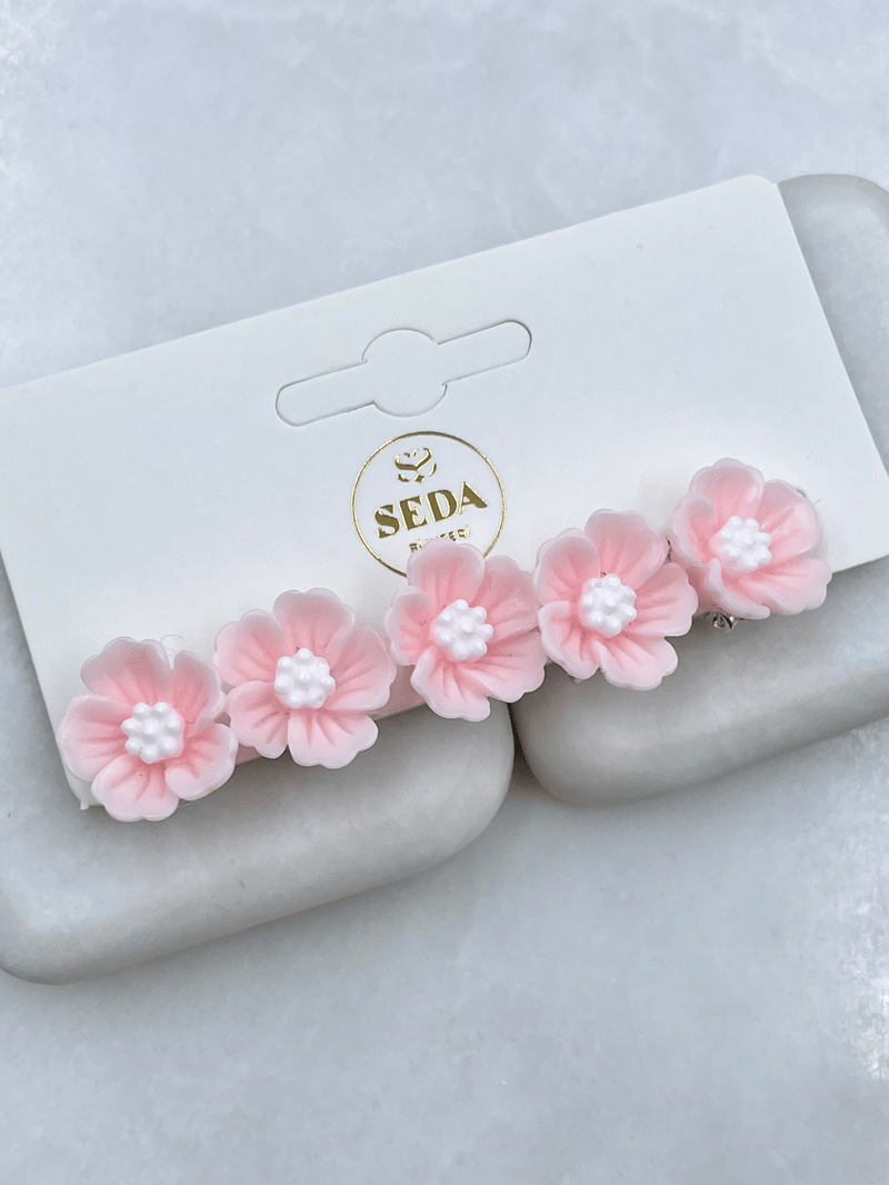 Sakura Çiçek Model Saç Küpesi Toz Pembe