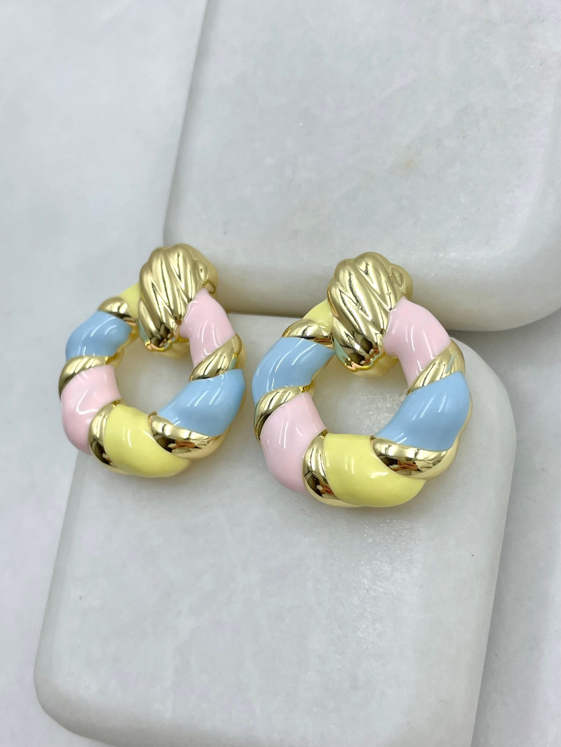 Özel Seri Pastel Renkli Burgu Küpe Gold