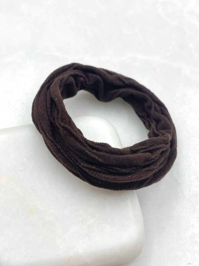 Desenli Nude Scrunchie Toka Koyu Kahve