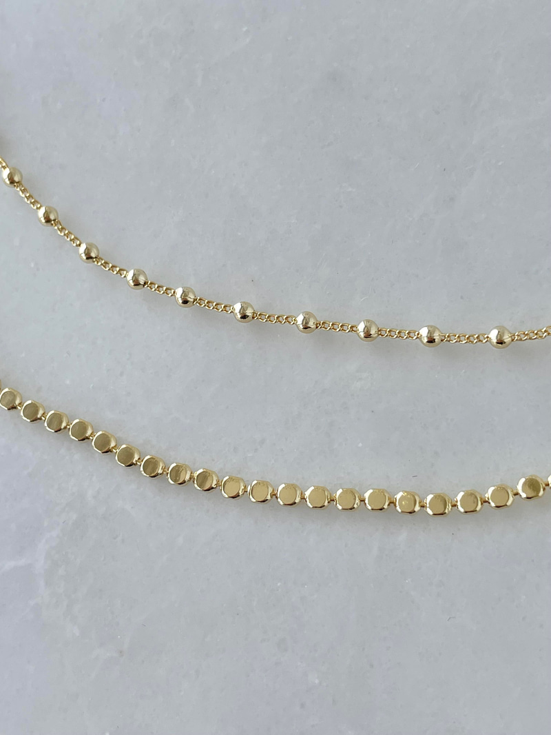 Altın Kaplama Topçuk ve Arpa Model İkili Kolye Gold