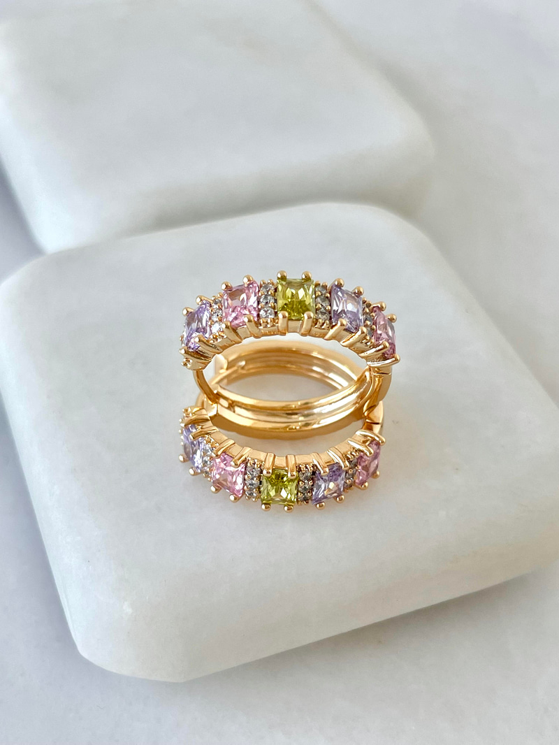 Özel Seri Pastel ve Zirkon Taşlı Küpe