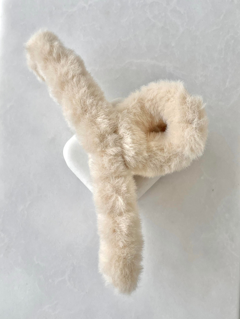 Peluş Mandal Toka Krem