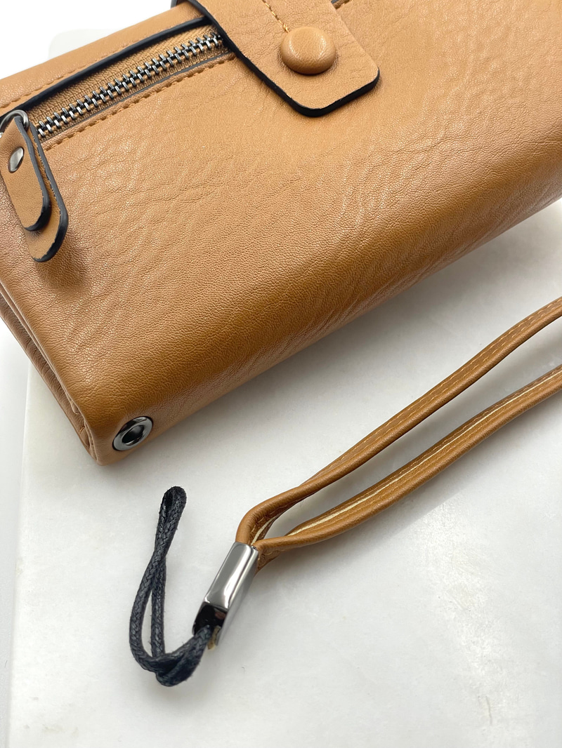 Dikiş Detaylı Cüzdan Camel
