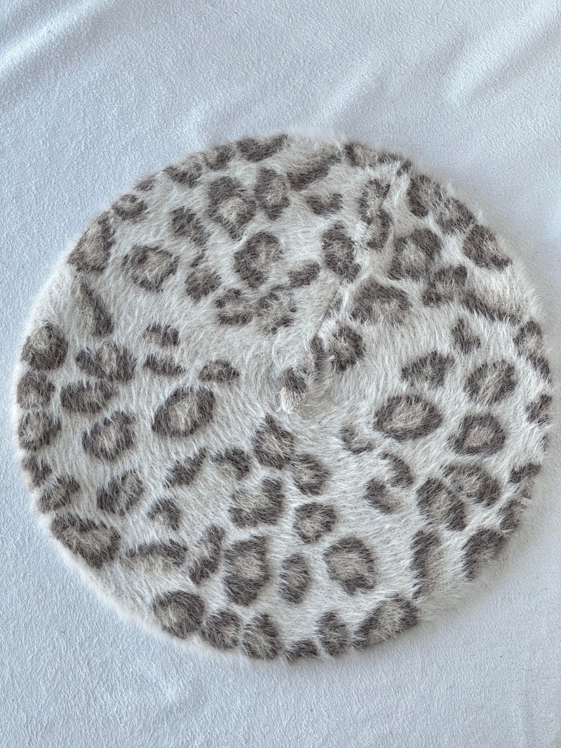 Yumuşak Dokulu Leopar Örgü Ressam Bej-Kahve