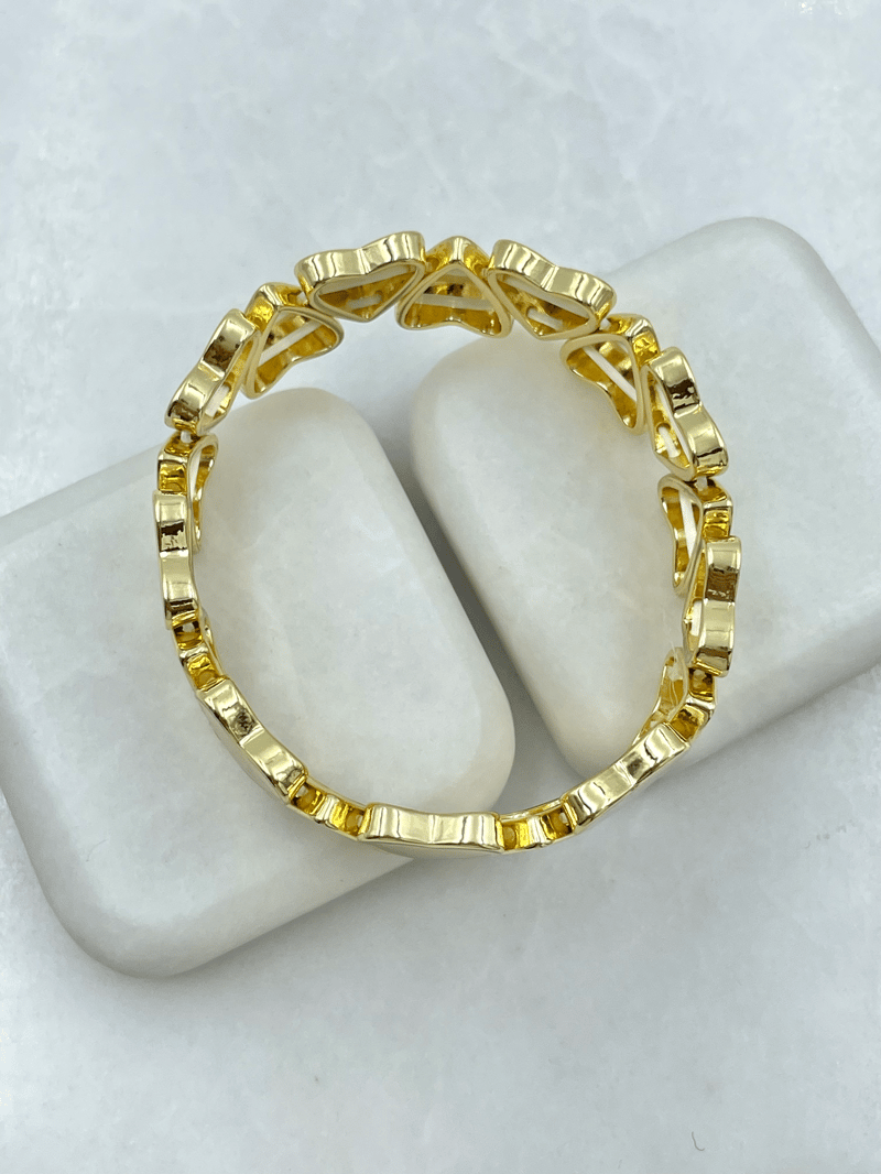 Altın Kaplama Plaka Kalp Model Esnek Bileklik Gold