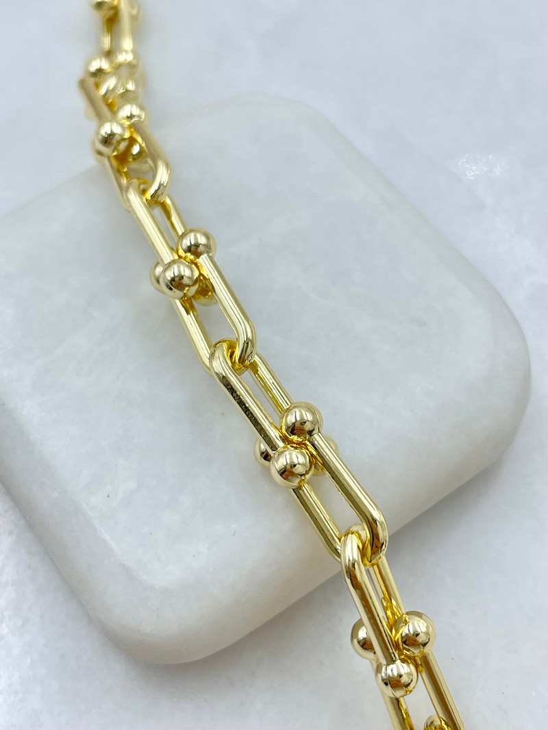 Altın Kaplama Topçuk Zincir Tasarım Bileklik Gold