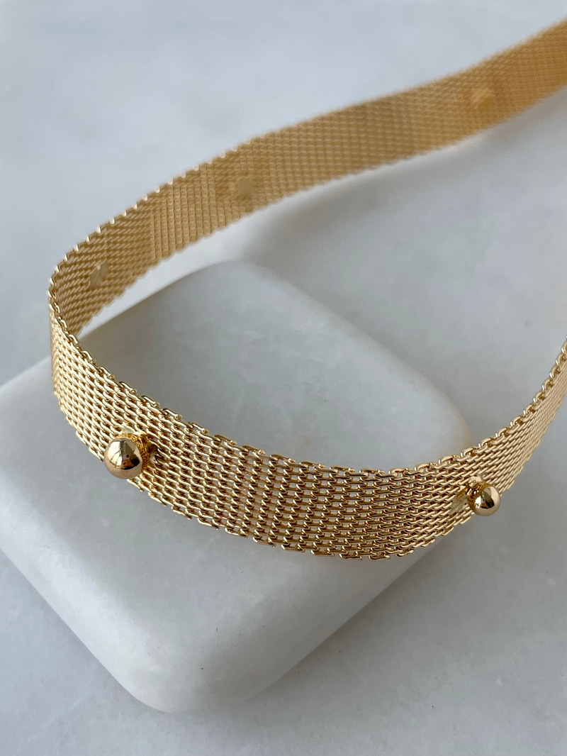 Altın Kaplama Topçuklu Hasır Kolye Gold
