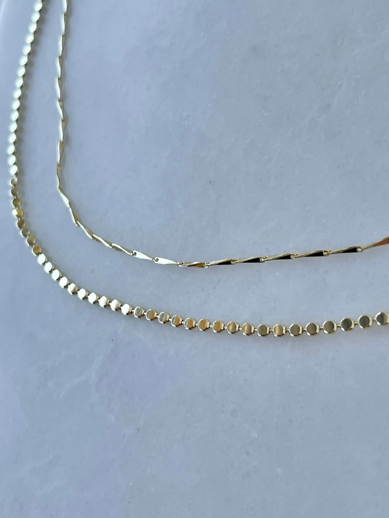 Altın Kaplama Ezme Arpa ve Işıltılı İkili Zincir Kolye Gold