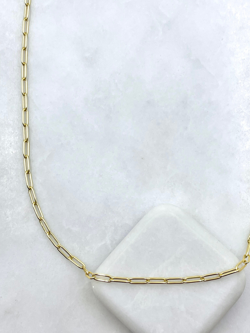 Çelik Minik Ataç Kolye 60 cm Gold