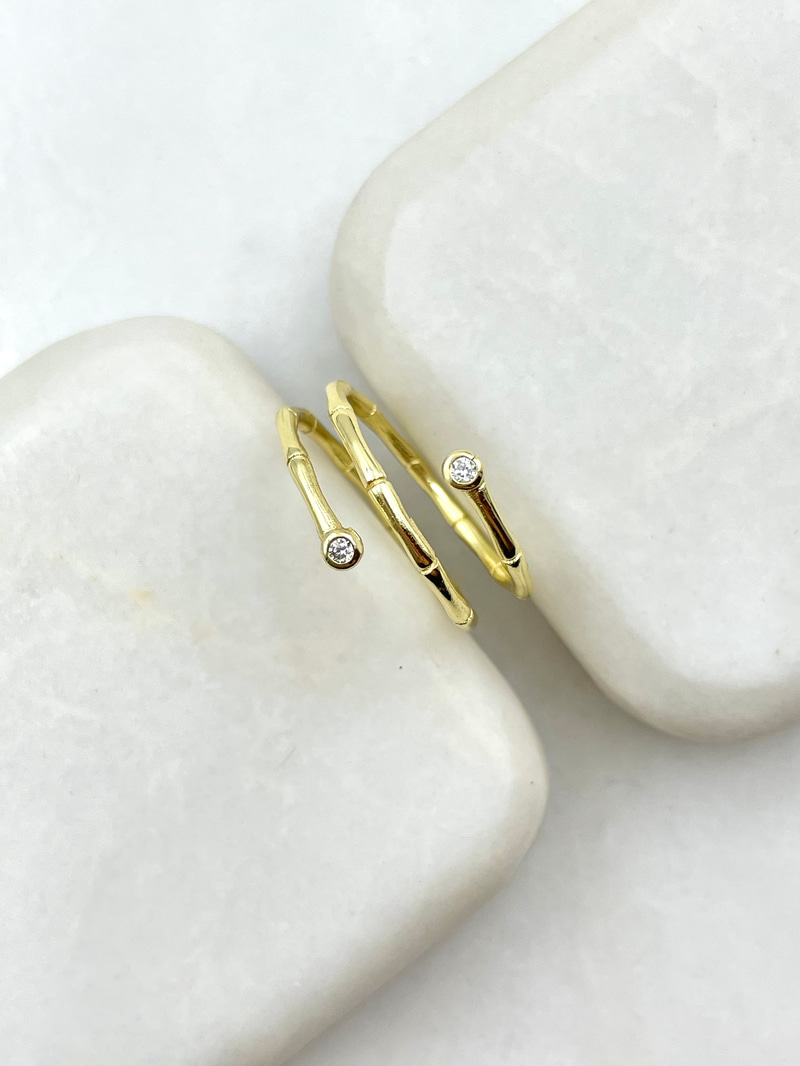 Minimal Taşlı Sarmal Yüzük Gold