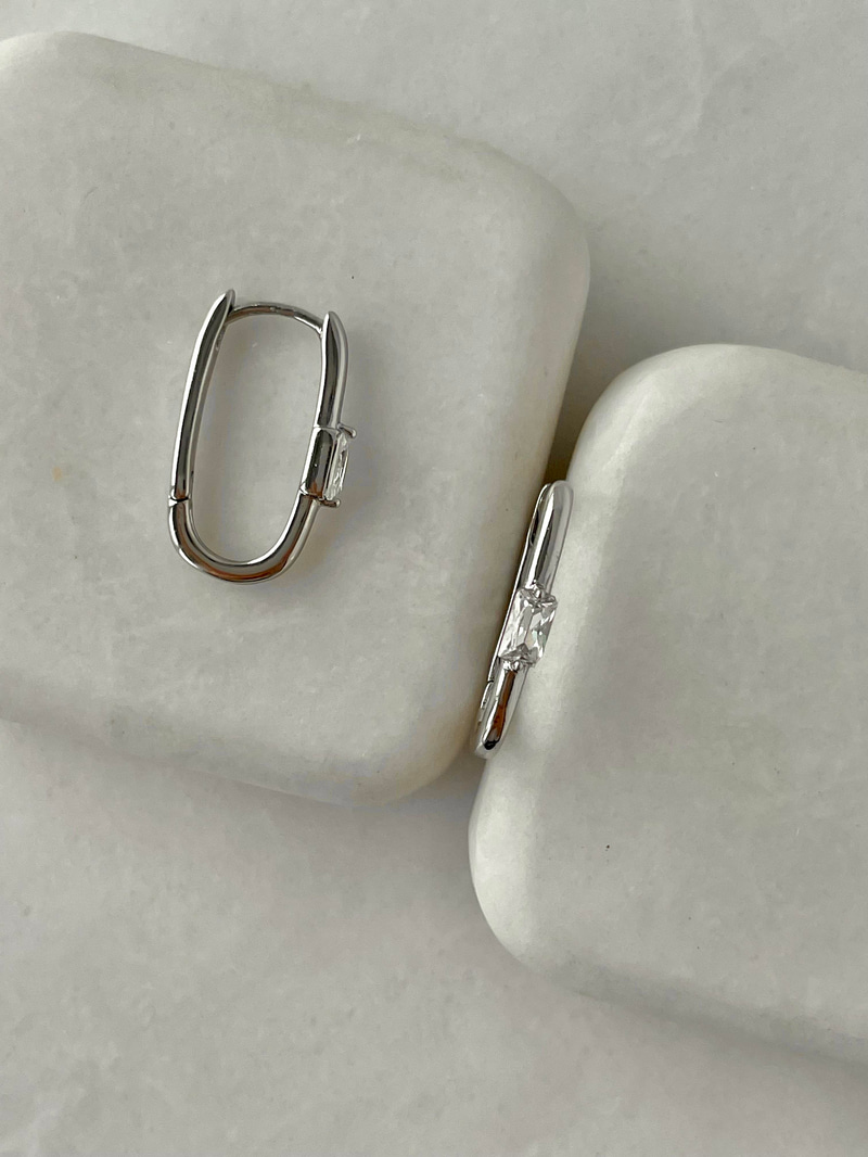Özel Seri Kristal Taşlı Minimal Küpe Gümüş