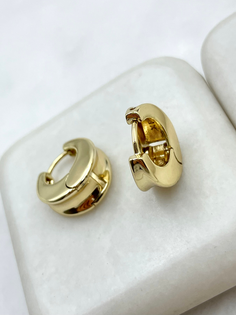 Özel Seri Çukur Detay Bombe Küpe 1.5 cm Gold