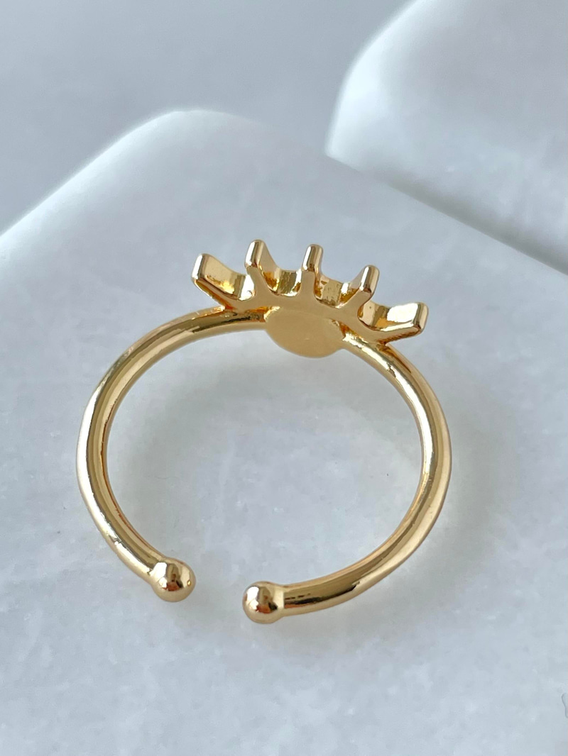 Altın Kaplama Opal Taşlı Göz Model Yüzük Mavi