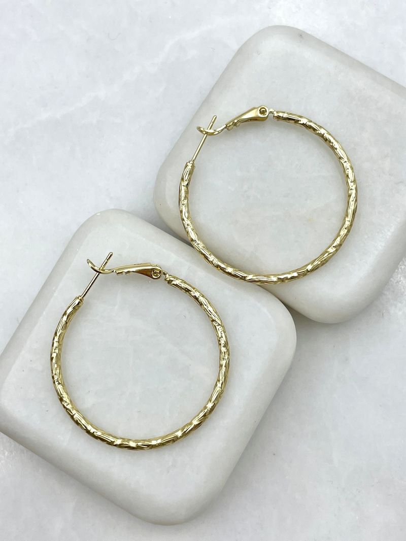 Özel Seri Işıltılı Halka Küpe 3.5 cm Gold