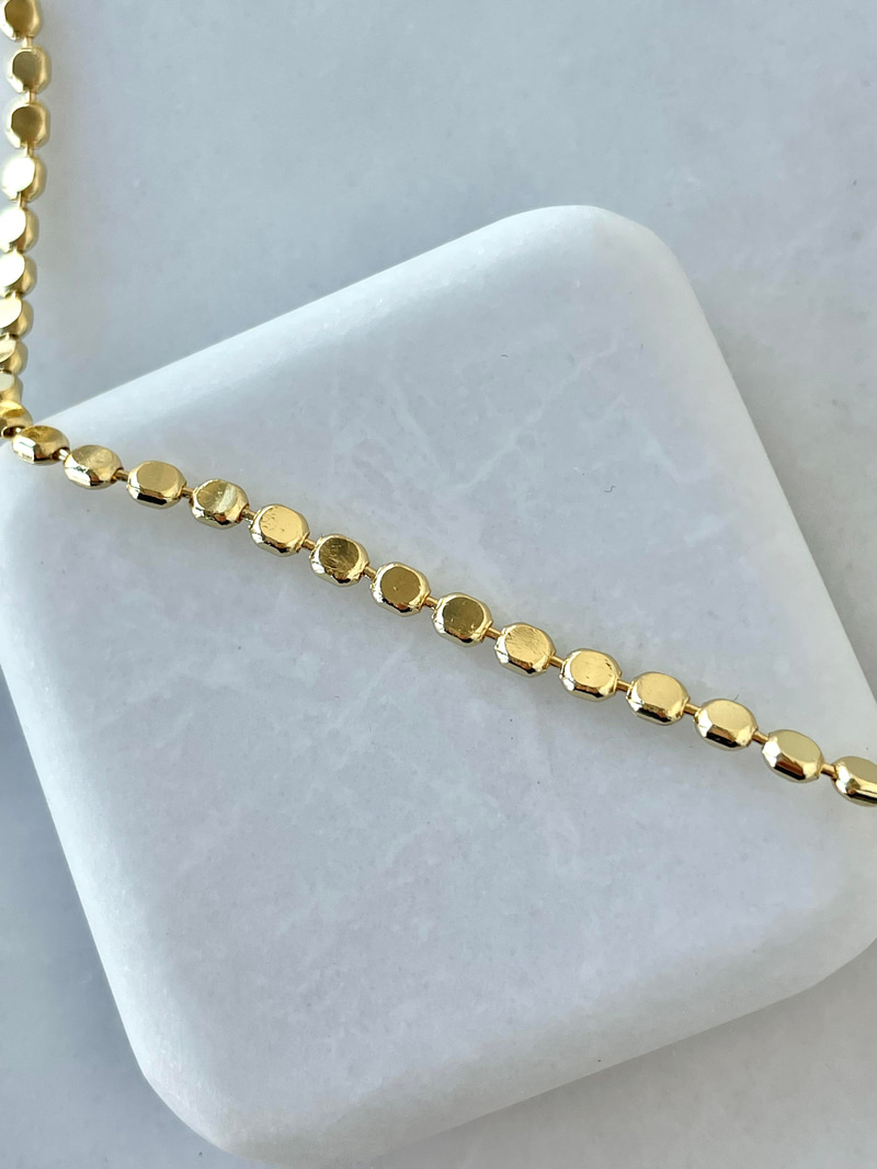 Çelik Ezme Pul Kolye 40 cm Gold