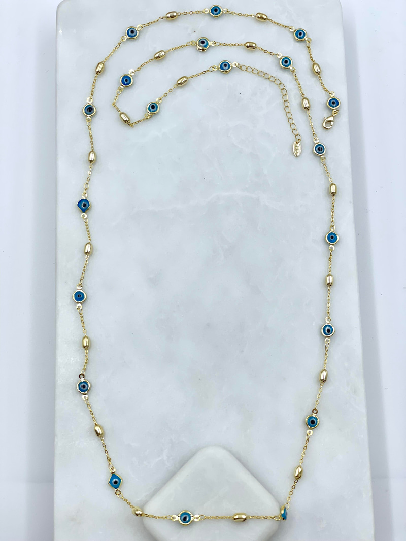 Altın Kaplama Gold Detaylı Nazar Kolye 95 cm Gold