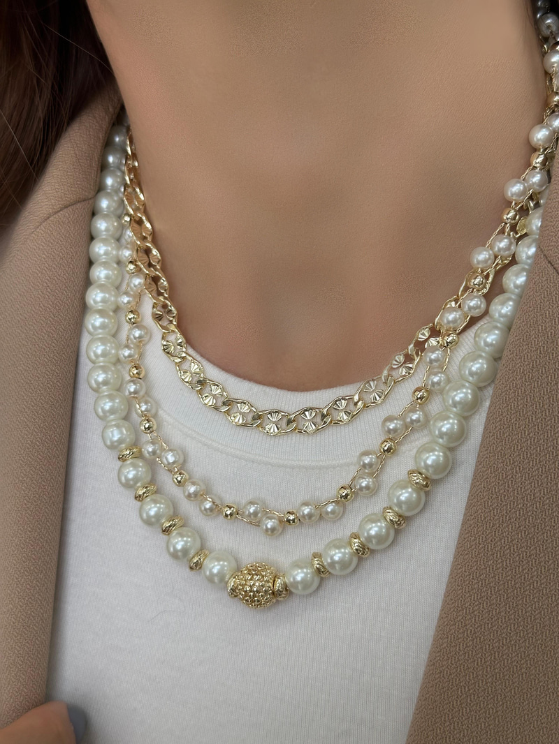 Vintage Gold Detaylı İnci Kolye