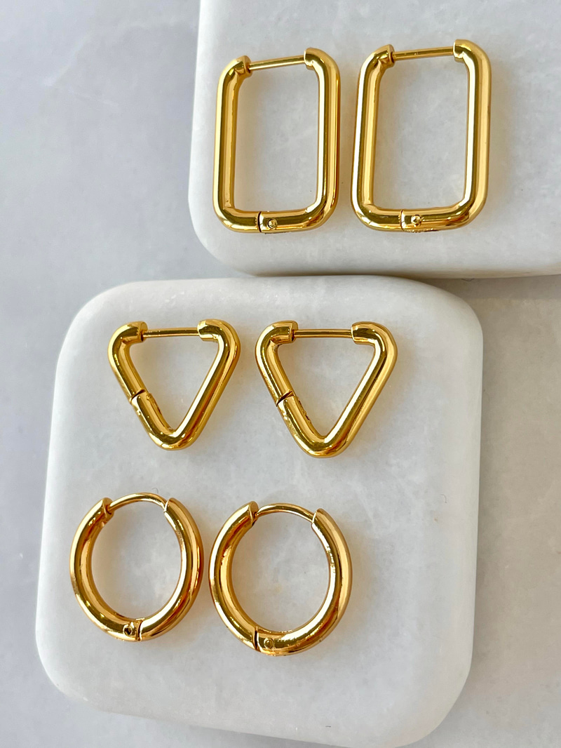 Çelik Altılı Şekilli Küpe Gold