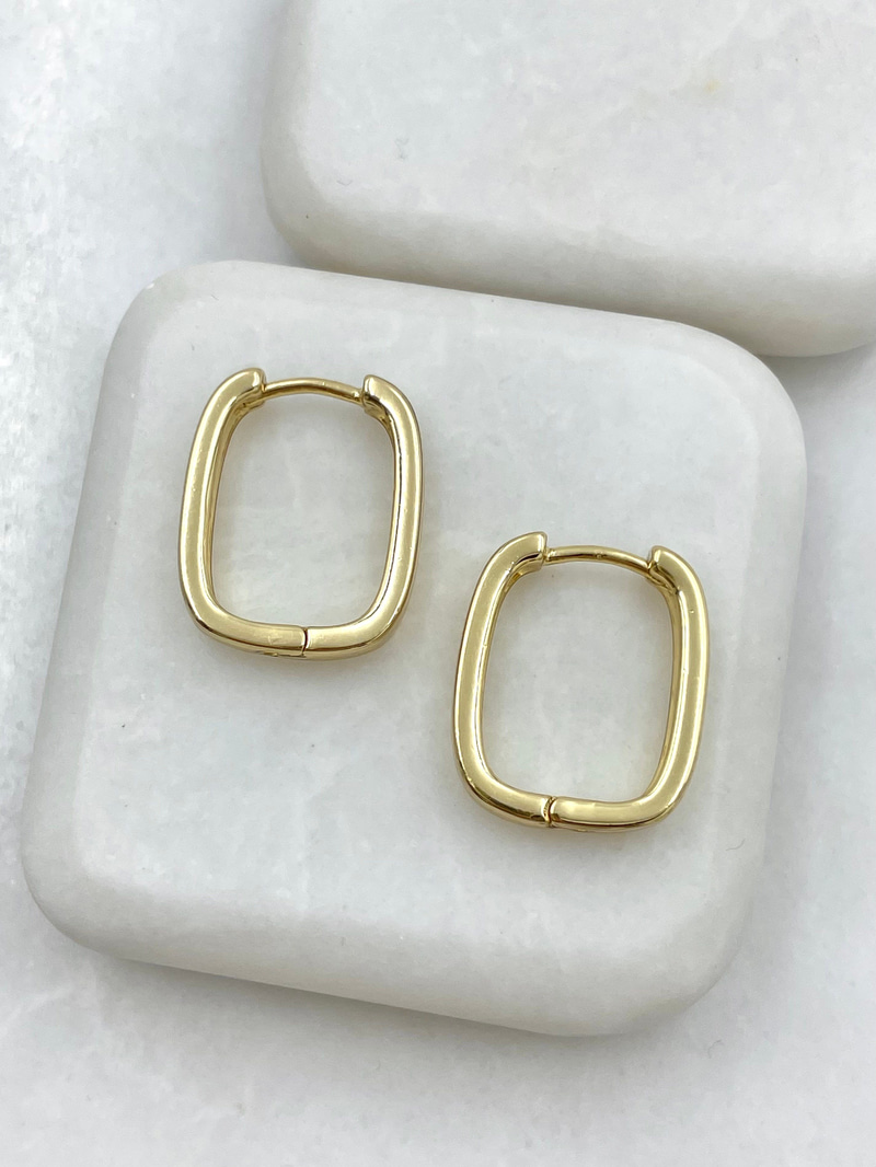 Özel Seri Bombe Kare Küpe 2 cm Gold