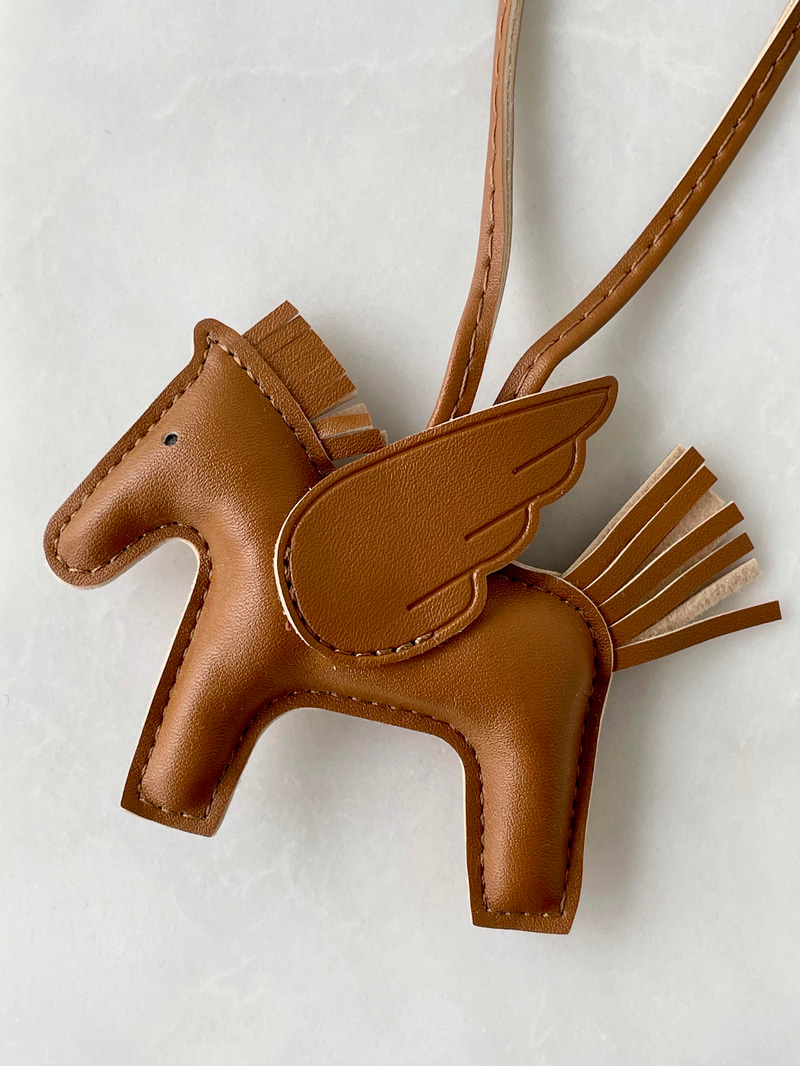 Unicorn Deri Çanta Charmı Kahve Kanatlı