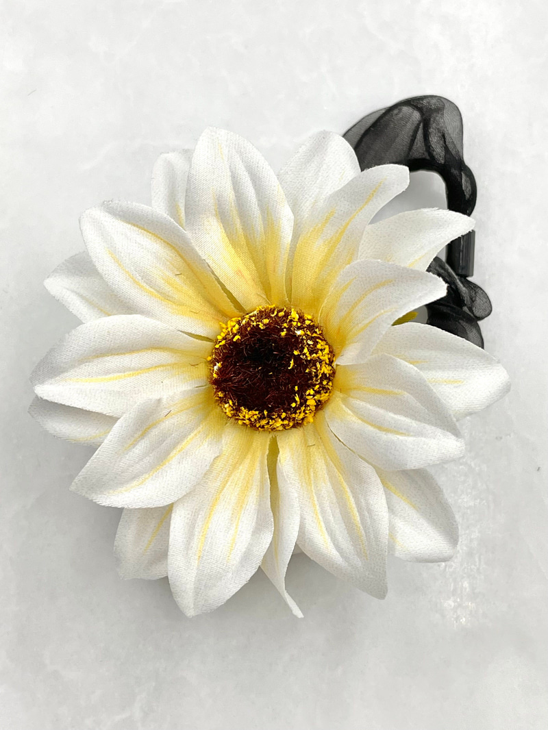 Ayçiçeği Scrunchie Toka Beyaz