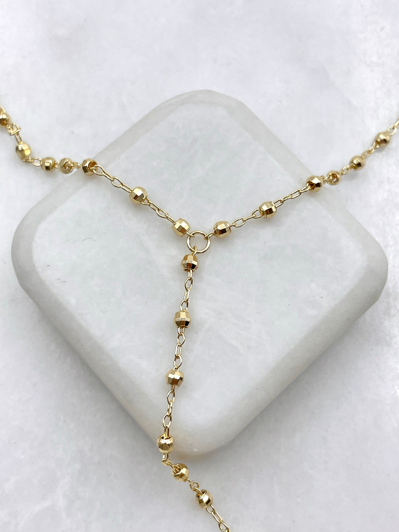 Işıltılı Topçuk Y Model Kolye Gold