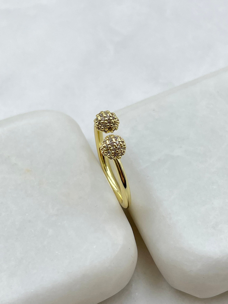 Altın Kaplama Gömme Taşlı Daire Birleşim Yüzük Gold