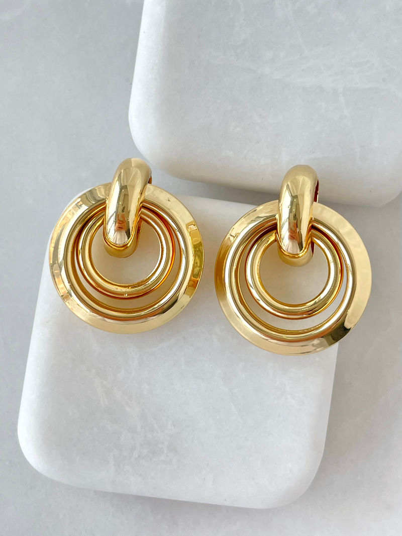 Altın Kaplama Vintage İkili Halka Küpe Gold