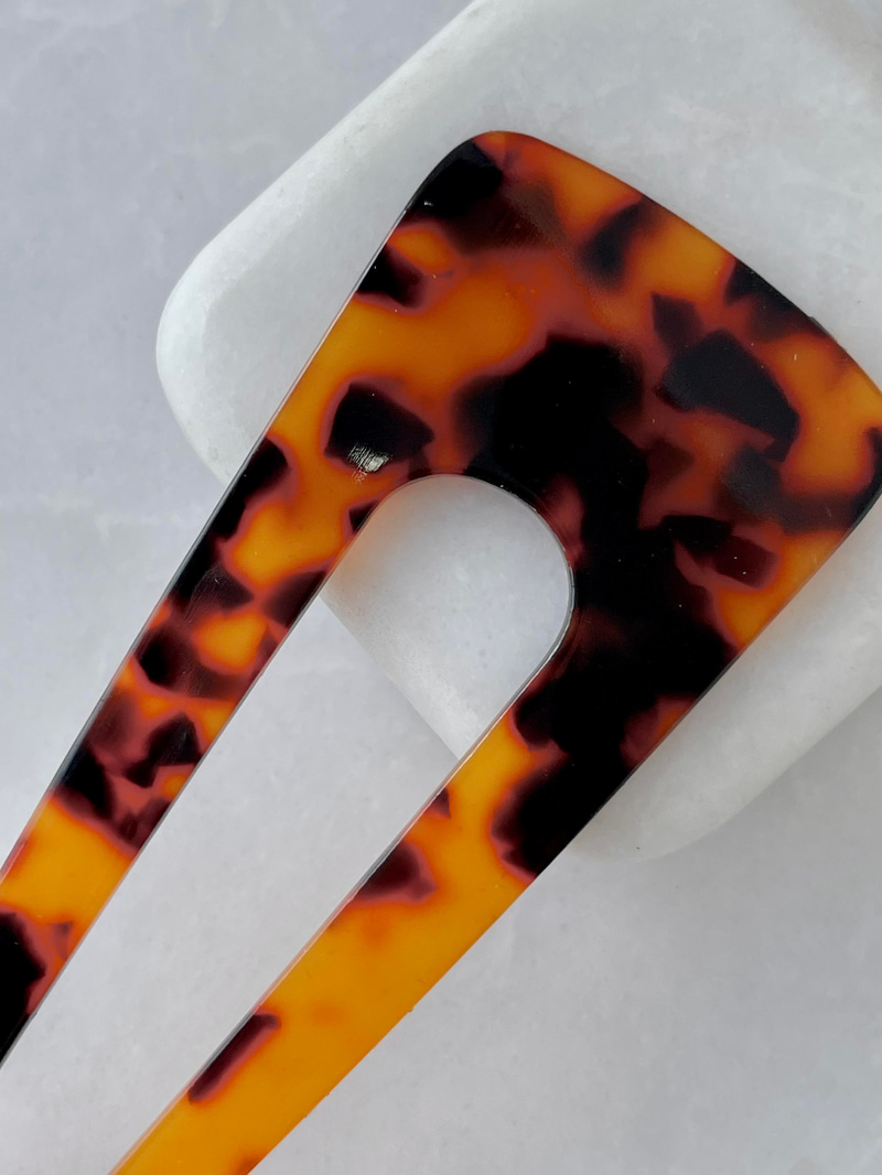 Kare Köşeli Kemik Topuz Tokası Leopar
