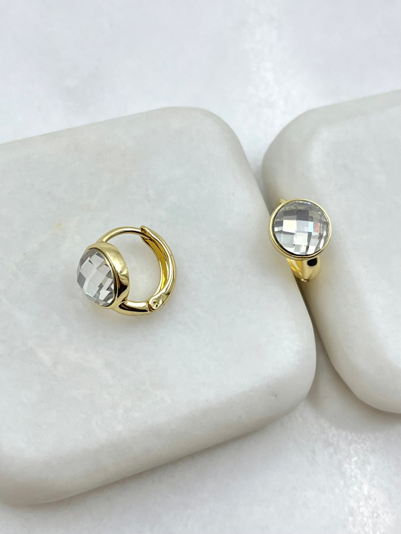 Özel Seri Tek Taş Swarovski Küpe Gold