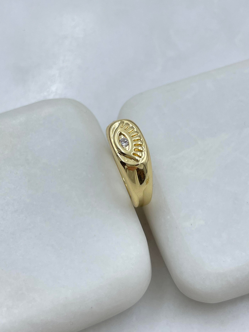 Altın Kaplama Göz Model Serçe Parmak Yüzüğü Gold
