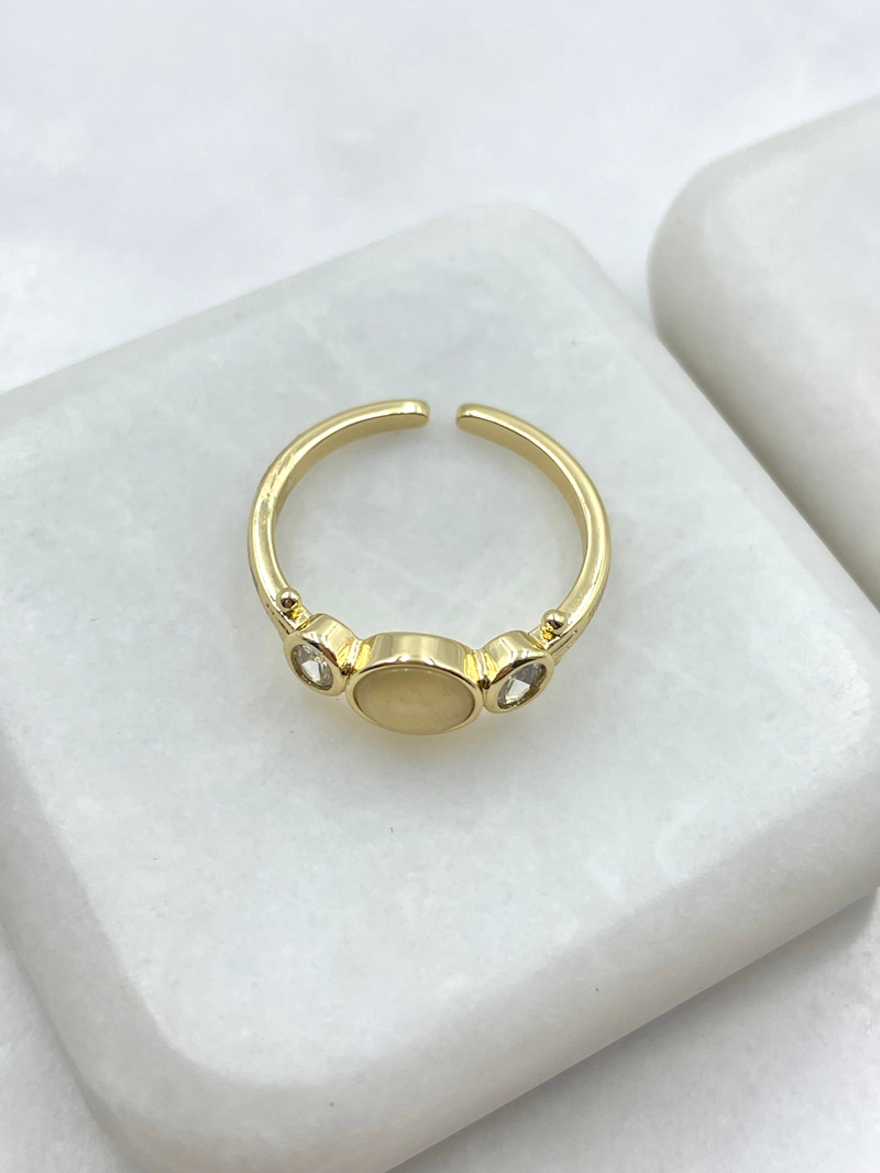 Altın Kaplama Opal ve Kristal Taşlı Vintage Yüzük Gold