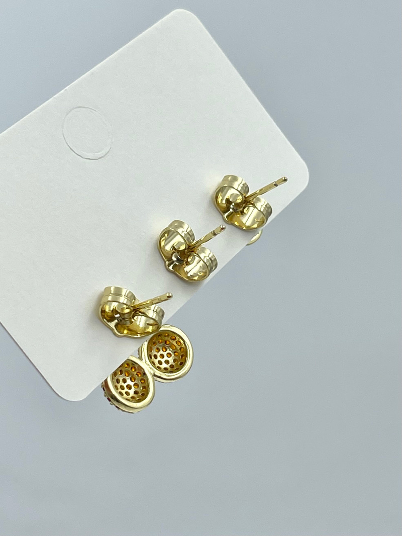 Özel Seri Üçlü Kiraz ve Hello Kitty Model Set Küpe Gold