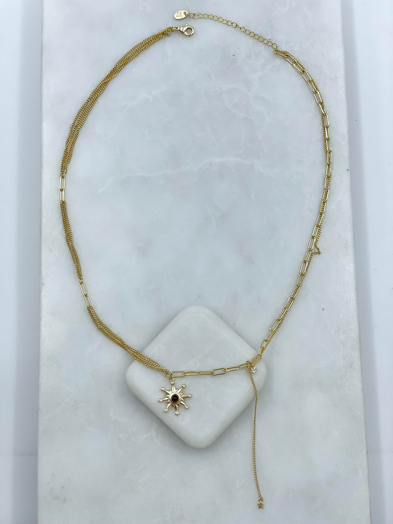 Altın Kaplama Yıldız Sallantılı Tasaım Zincir Kolye Gold