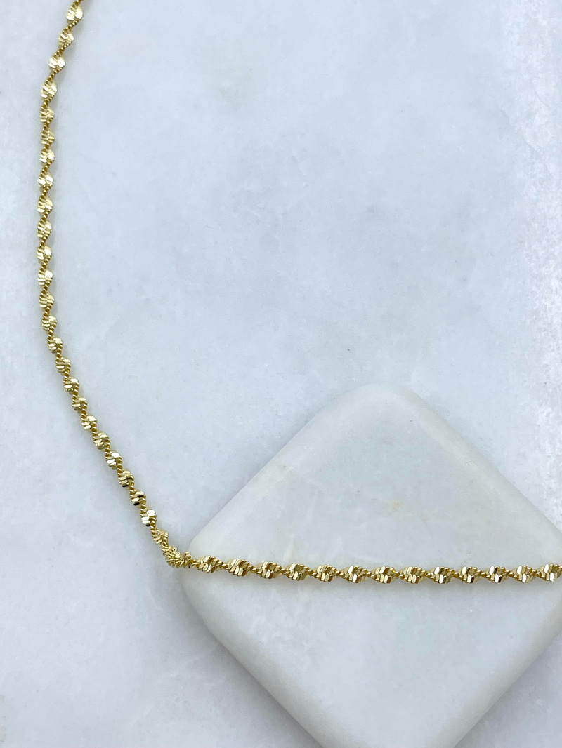 Altın Kaplama İkili Sarmal Kolye 45 cm Gold
