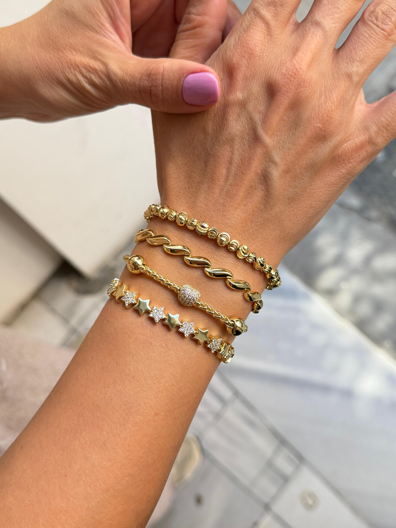 Kalp Detay Top Bileklik Gold