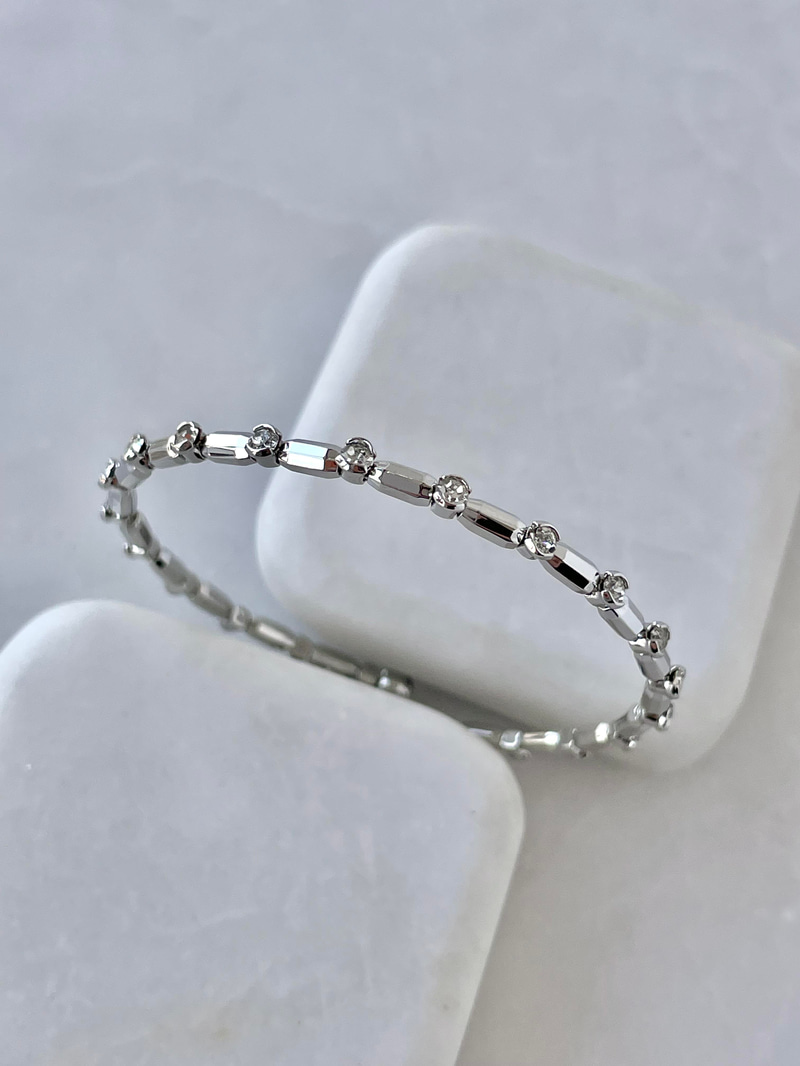 Altın Kaplama Taşlı Boru Yaylı Bileklik Gümüş