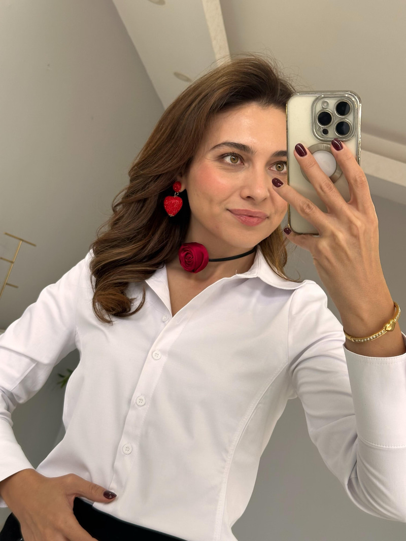 Gül Deri Choker Kolye Bordo