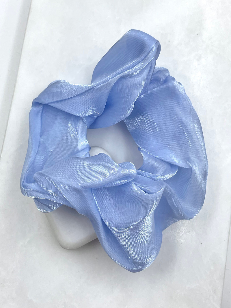 Yansımalı Organze Tül Scrunchie Toka Mavi