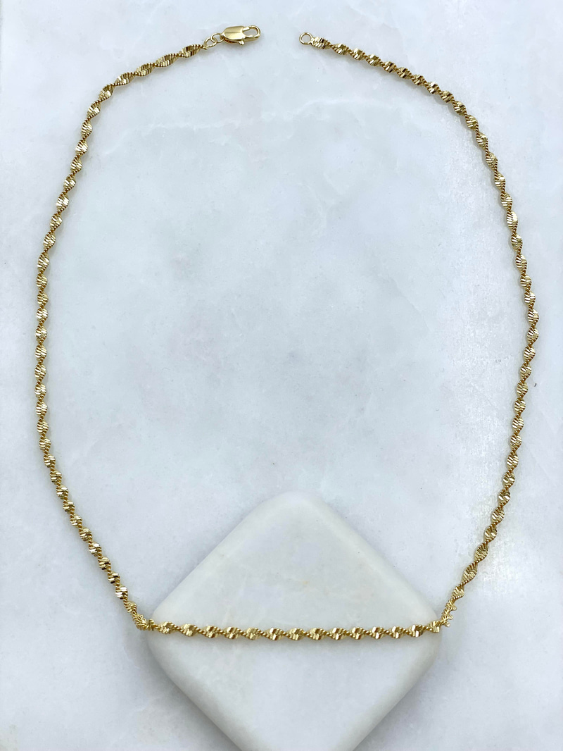 Altın Kaplama İkili Sarmal Kolye 45 cm Gold