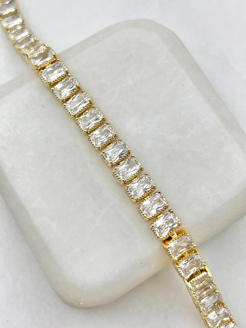 Özel Seri Kare Kristal Su Yolu Bileklik Gold