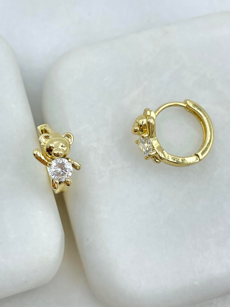 Özel Seri Zirkon Taşlı Ayıcık Küpe Gold