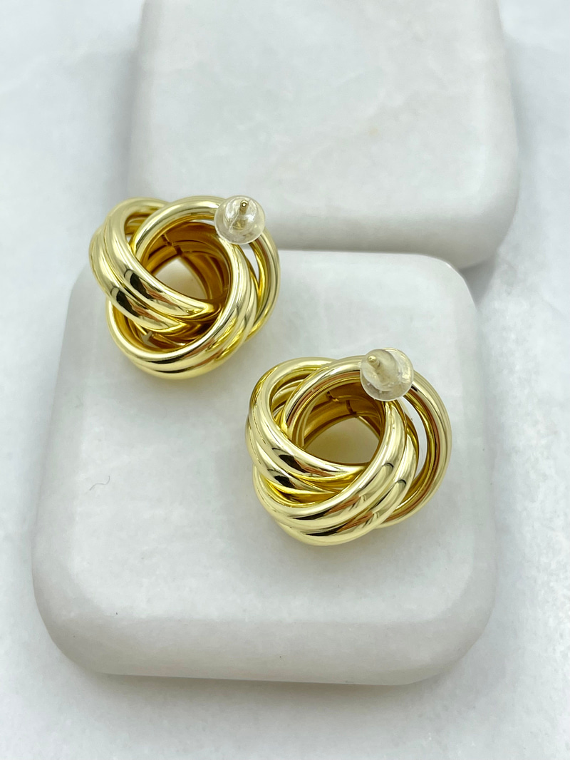 Altın Kaplama Düğüm Küpe 2.2 cm Gold