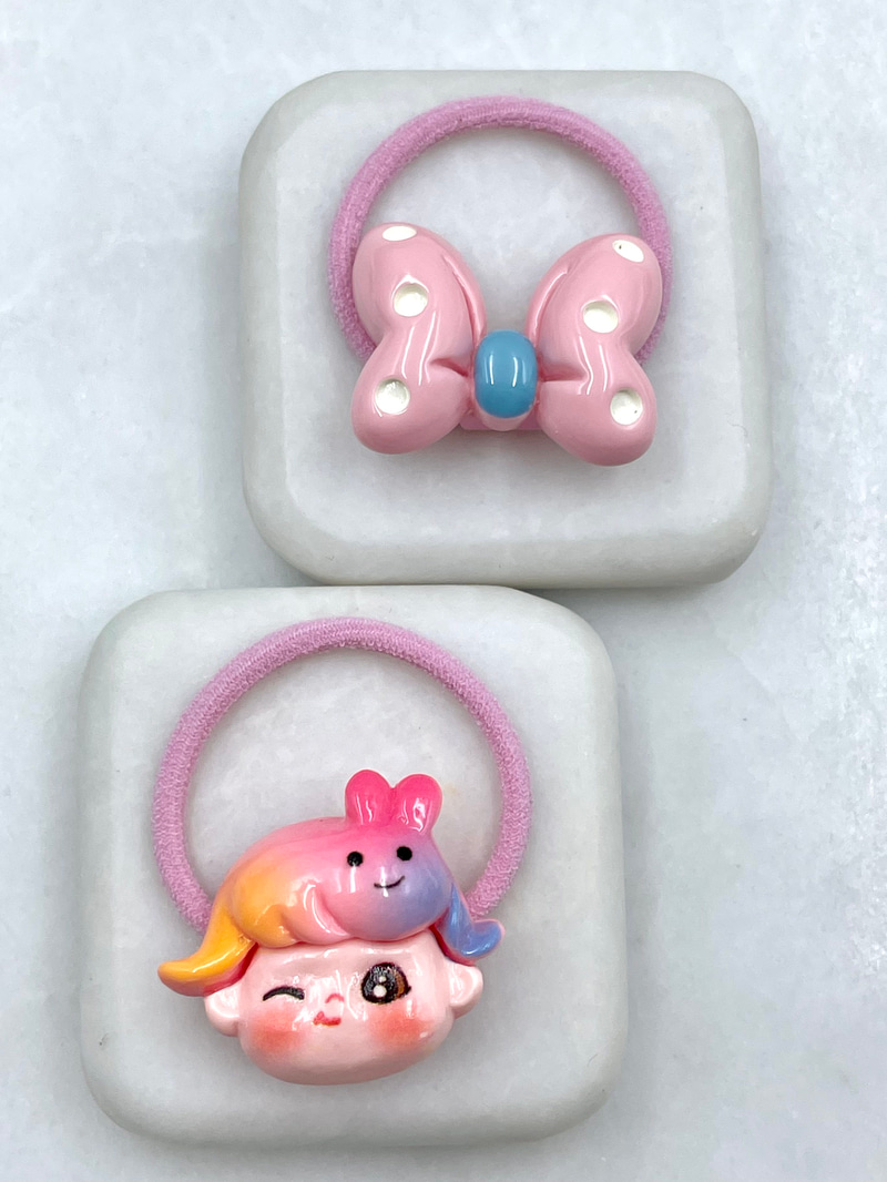 Puantiyeli Fiyonk Model İkili Lastik Toka Pembe
