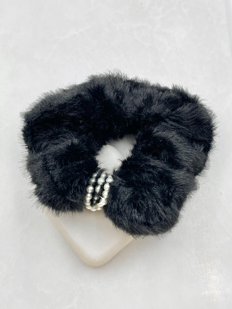 Peluş Scrunchie Toka Siyah
