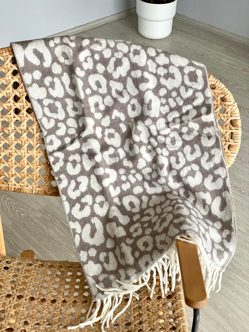 Leopar Desen Puf Şal
