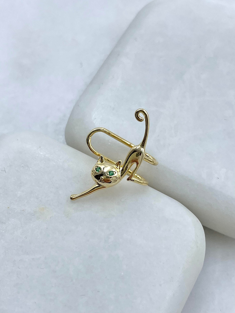 Altın Kaplama Kedi Model Kıkırdak Küpe Gold